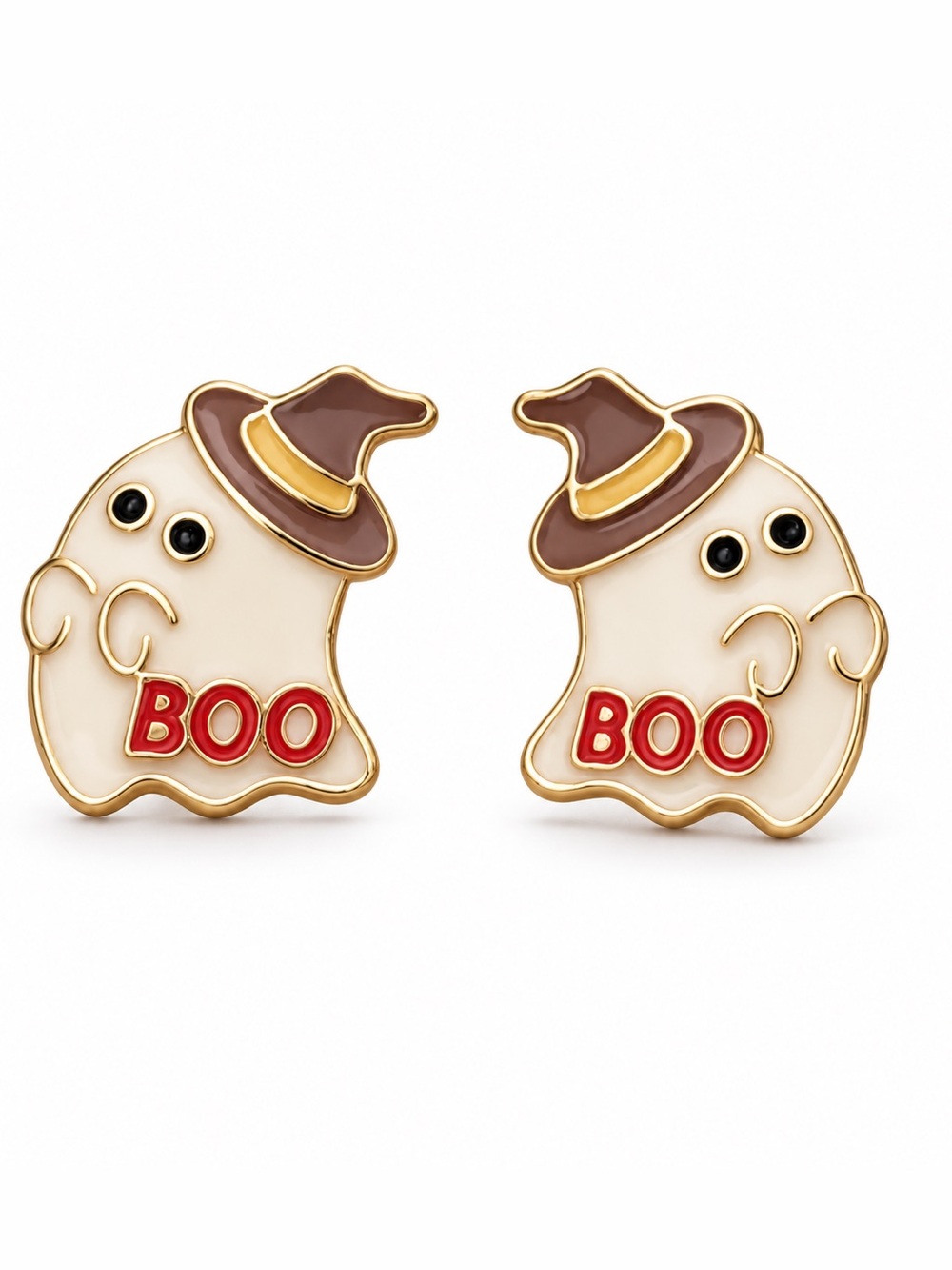 Halloween Ghost 'BOO' Enamel Stud Earrings
